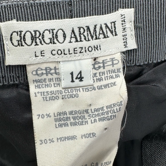 Vintage Giorgio Armani Le Collezioni Sz 14 Pinstriped Pants Wool Blend Gray U2 - Picture 4 of 5